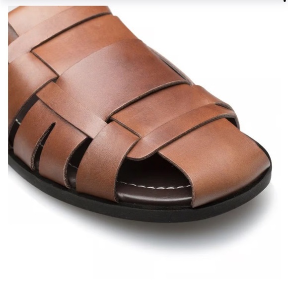 NEW Mezlan R20257 Cognac Calfskin Fisherman Handmade Leather Sandal Size 10 main image 4